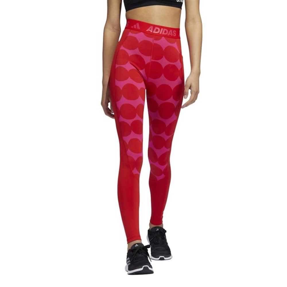 🆕 Adidas X Marimekko | Red and Pink Circle Patterned Collab Collection Leggings